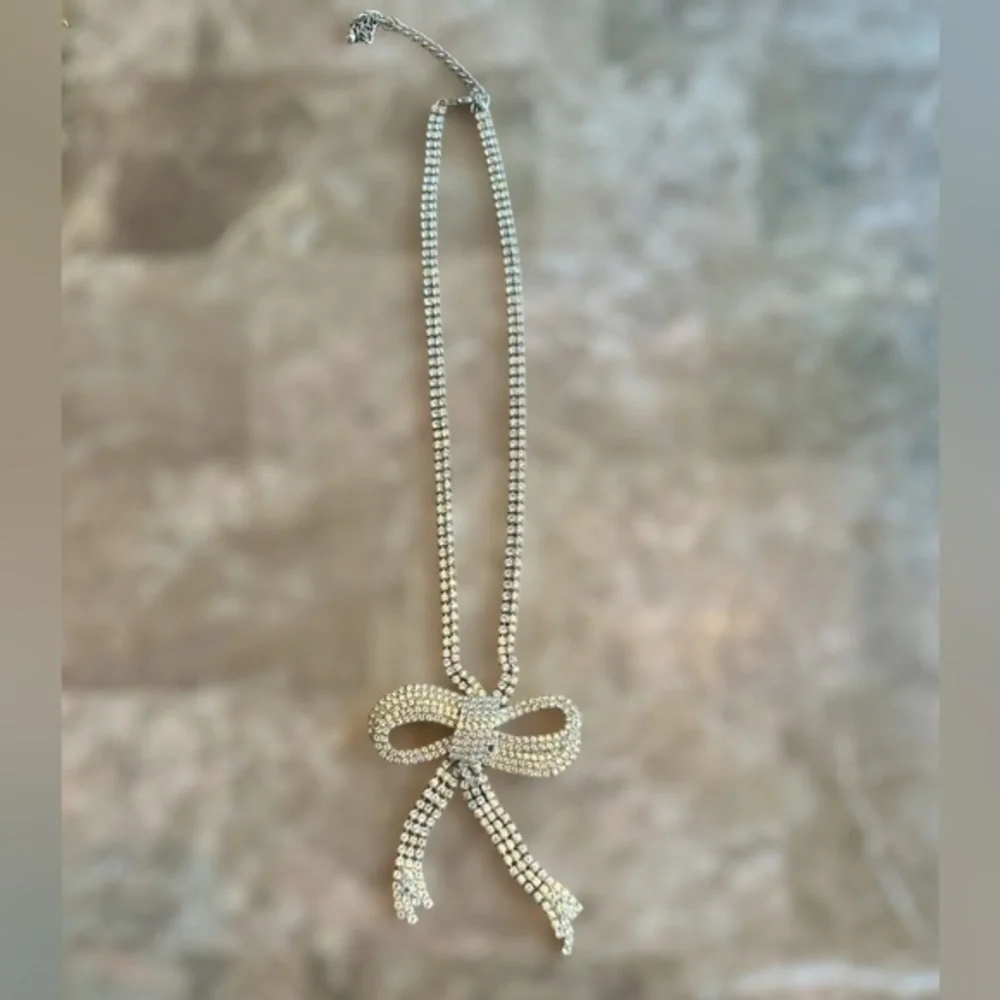 Rhinestone Necklace - Bow Design - Costume